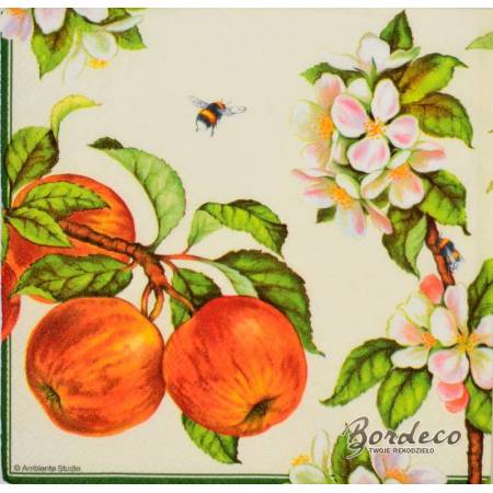 Serwetka decoupage firmy AMBIENTE jabłka 33x33cm